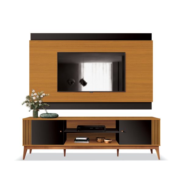 Rack com Painel Legacy para Tv até 75" Edn Cedro Natural com Preto