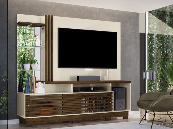 Home para Tv até 60 Polegadas Frizz Plus Madetec Off White com Savana