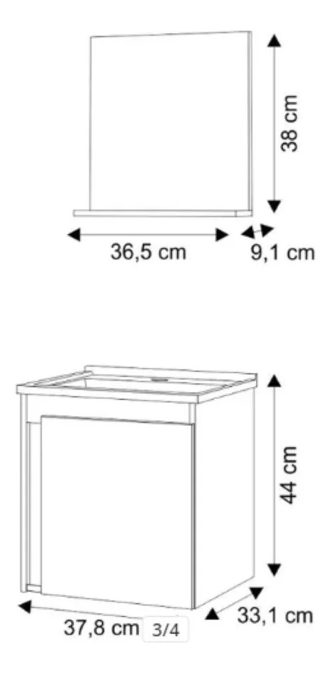 Armário Gabinete de Banheiro Onix 40cm Branco - Imagem 3
