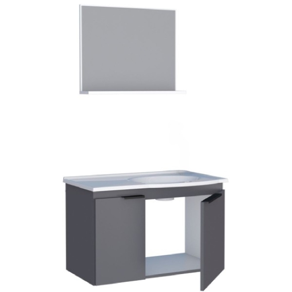 Armário Gabinete de Banheiro Quartzo 60cm Cinza - Imagem 3