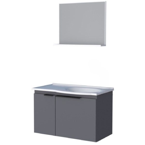Armário Gabinete de Banheiro Quartzo 60cm Cinza