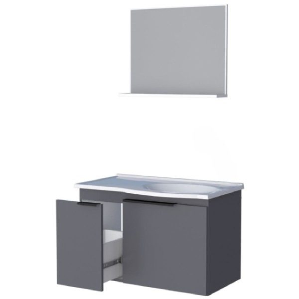 Alternative view of Armário Gabinete de Banheiro Quartzo 60cm Cinza