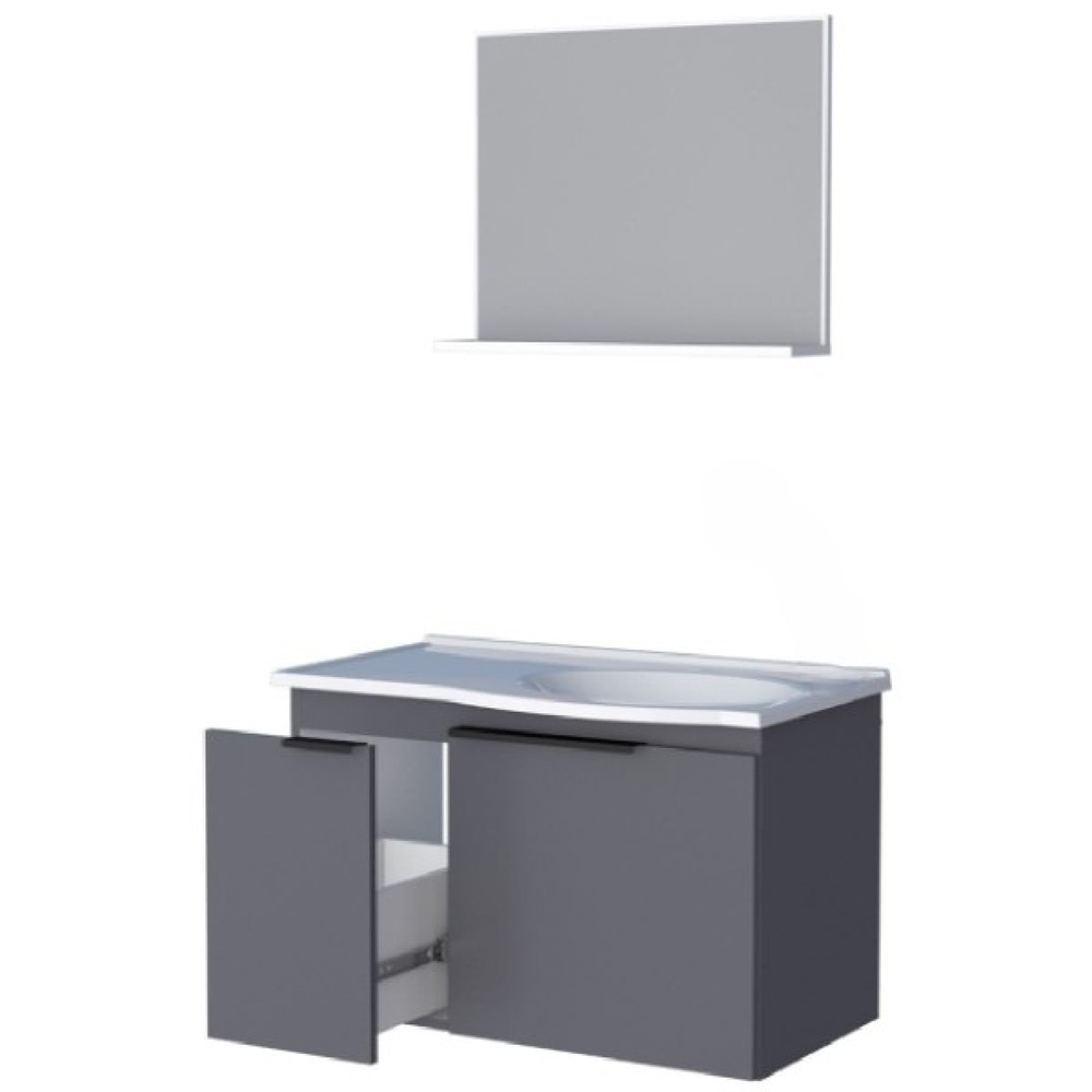 Armário Gabinete de Banheiro Quartzo 60cm Cinza - Imagem 2
