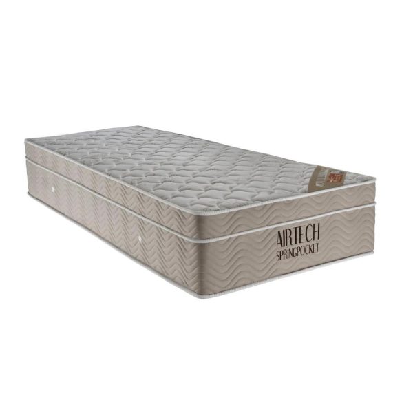 Colchão Solteiro Com Molas Spring Pocket Airtech 0,88x1,88x0,25 BEGE Ortobom
