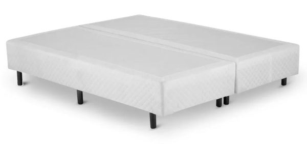 Base Box Queen Plus Strech Bi-Partida 1.58 x 1.98 x 0.38cm com pé - Branca -Sonoflet