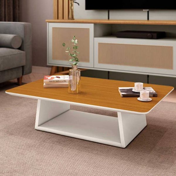 Mesa Centro Holambra  Off White com Cedro