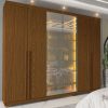 Guarda Roupa 6 Portas Imperatriz com Porta Reflecta e Led cor Castanho - Gelius