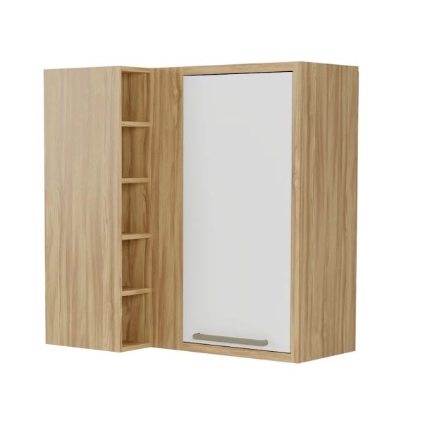 Armário Aéreo Canto 1 Porta Syra Ronipa - Amendoa com Off White
