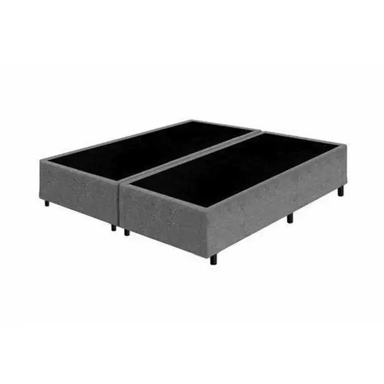 Base Casal Bi-Partida 1.38x188 Suede Cinza - Nosso Sonho