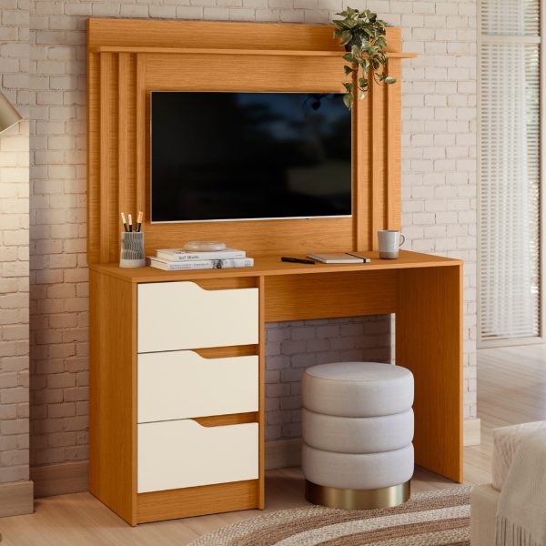 Escrivaninha com Painel Doble Cinamomo com Off White
