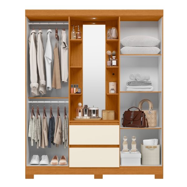 Alternative view of Guarda roupa 4 portas com 2 gavetas Olimpia Albatroz Cinamomo com Off white