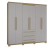 Guarda roupa 6 portas com 3 Gavetas Valencia Damasco com Off white