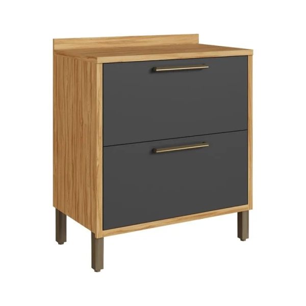 Balcão 1 Porta e 1 Gaveta Syrah Ronipa 80cm - Amendoa com Chumbo