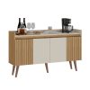 Buffet 4 Portas Retrô Atualle Canelato com 3D Natura Off white