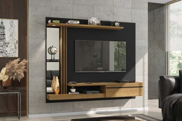 Painel para Tv até 55" Denver Preto Fosco com Cinamomo - Bechara