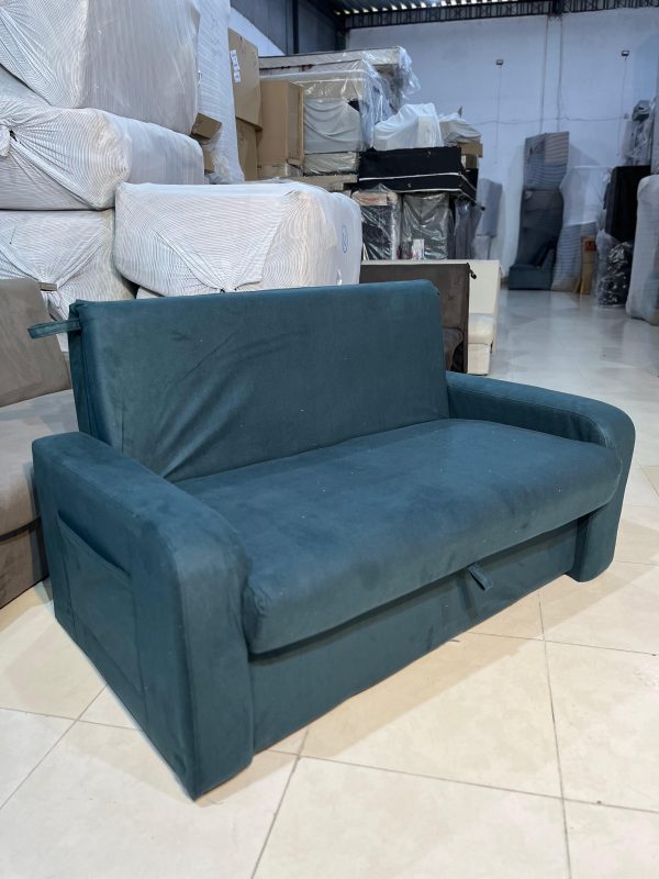 Sofá cama Baú Daiane Veludo Azul Light Ch 257- Matrix