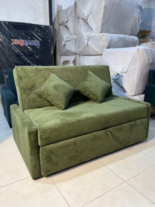 Sofá cama Reclinável e Retrátil Charlotte Chenile Verde Musgo 538