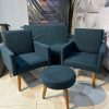 Conjunto 2 Poltronas Dalas e 01 Puff Veludo Azul Light 257