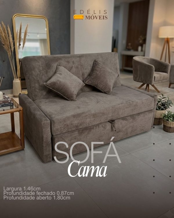 Sofá cama Reclinável e Retrátil Charlotte Chenile Marrom Escuro  539