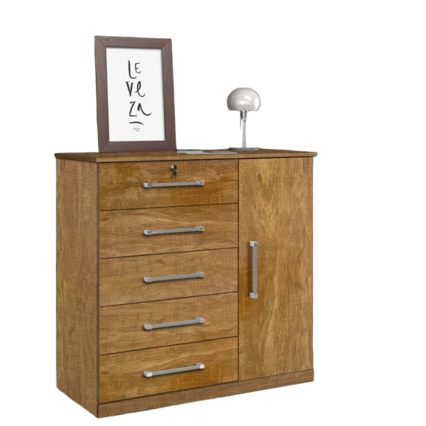 Cômoda 5 Gavetas 1 Porta Cinamomo - #edelis