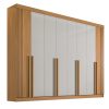 Guarda roupa Casal Daymond  8 Portas com 8 Gavetas Detalhe Ripado 100% MDF Cinamomo com Off white - D' Doro