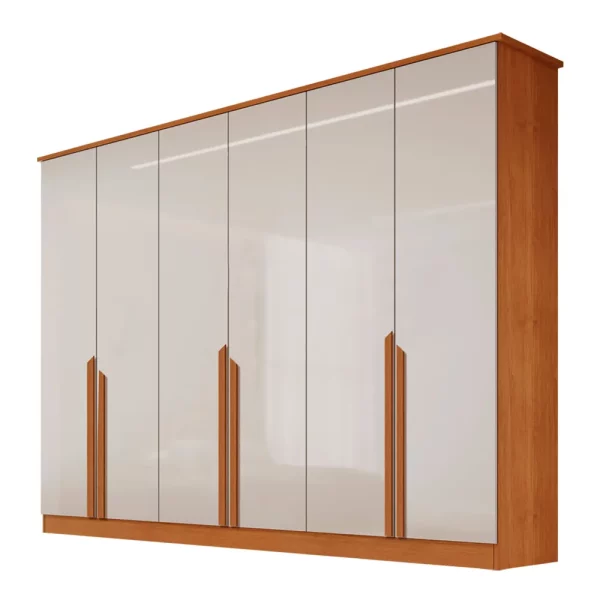 Guarda roupa Casal 6 Portas em  100% MDF Bianca Nature com Off white - #edelis