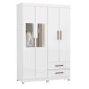 Guarda roupa Solteiro Hercules 04 Portas 02 Gavetas C/Espelho e Pés Larg. 1.18m -Branco #RJ