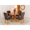 Mesa de Jantar Simpatia Tampo Redondo 108×108 Cinamomo 4 Cad. Lisboa Veludo Marrom 509 Madeira Maciça #edelis