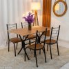 Mesa Paraty Base Cabo Frio Preto Tampo Madeirado 120×75 4 Cadeiras Paraty Assento Marrom #edelis