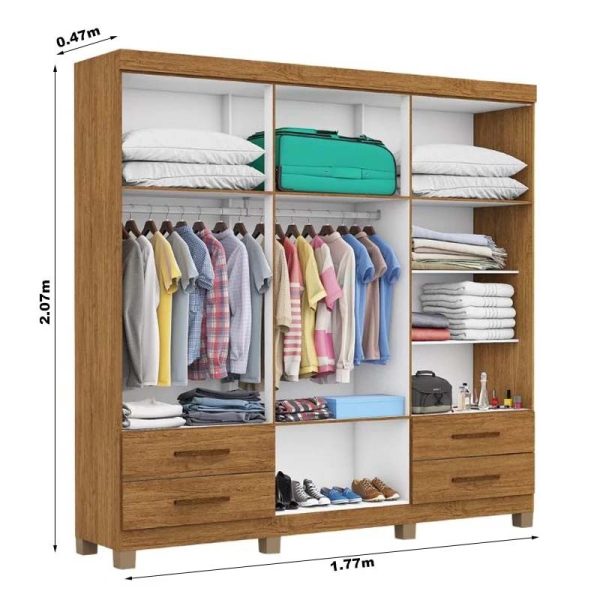 Alternative view of Guarda-Roupa Casal Hércules 6 Portas com Espelho Cinamomo com Pés - #rf