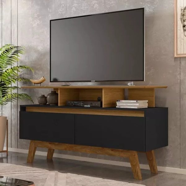 Rack Bancada Rubi para TV até 50 Polegadas Larg. 1.20m Cinamomo com Preto #edelis