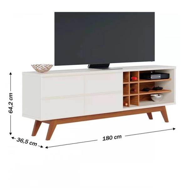 Alternative view of Rack Bancada Noronha Larg. 1.80m Off white com Freijó #edelis