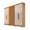 Roupeiro Cabo Frio 6 Portas e Detalhe Ripado 100% MDF Nature com Off white #edelis