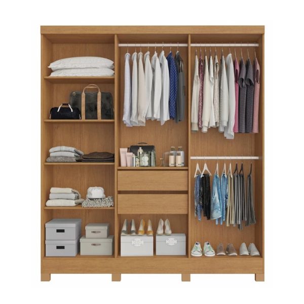 Alternative view of Roupeiro Cabo Frio 6 Portas e Detalhe Ripado 100% MDF Nature com Off white #edelis