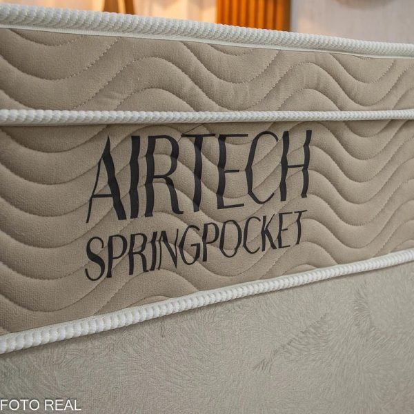 Alternative view of Box Casal Sued Bege Nosso Sonho + Colchão Casal Airtech Springpocket 138x188x62 Molas Ensacadas - Ortobom #edelis