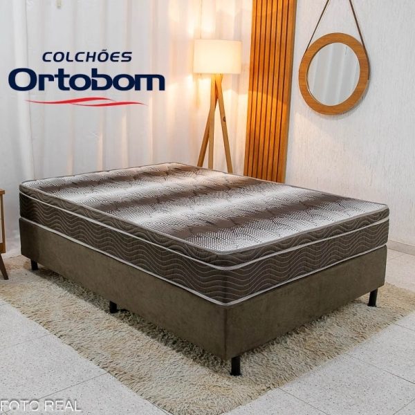 Alternative view of Box Casal Sued Marrom Nosso Sonho + Colchão Casal Ortopédico Light 138x188x62 - Ortobom #edelis