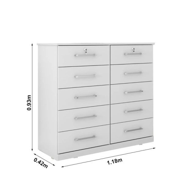 Alternative view of Cômoda Vane 006 Branco 10 Gavetas - JL Móveis #edelis