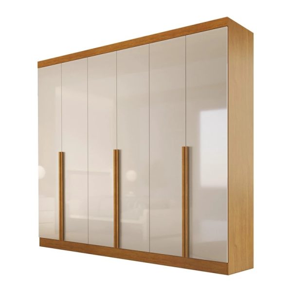 Guarda roupa 6 Portas e 6 Gavetas Alvorada larg. 2.70m 100% MDF Nature com Off white - Bianchi #edelis