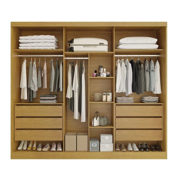 Alternative view of Guarda roupa 6 Portas e 6 Gavetas Alvorada larg. 2.70m 100% MDF Nature com Off white - Bianchi #edelis