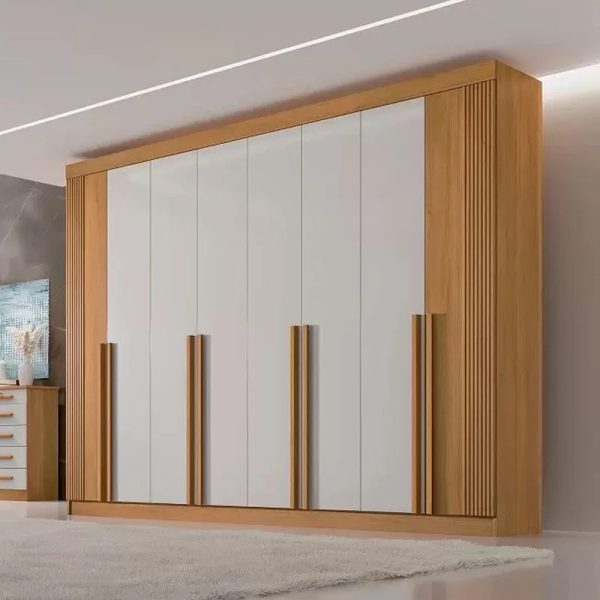 Alternative view of Guarda roupa Casal Daymond  8 Portas com 8 Gavetas Detalhe Ripado 100% MDF Cinamomo com Off white - D' Doro
