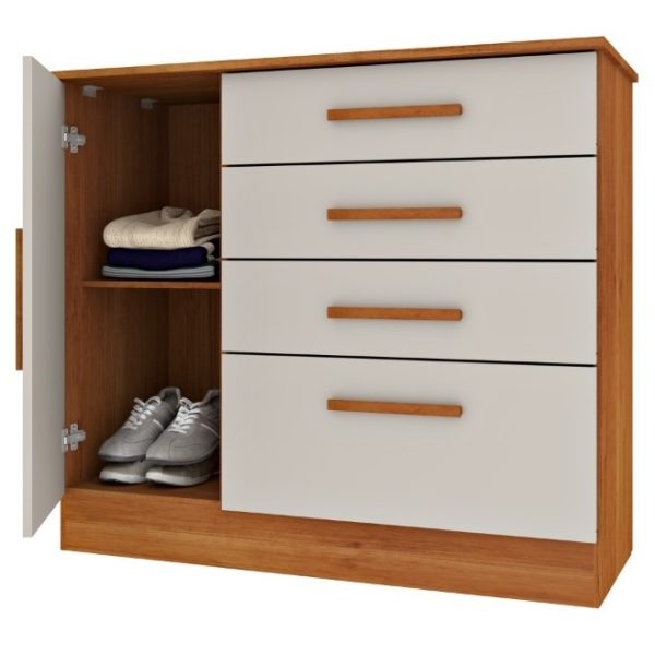 Alternative view of Comoda 4 Gavetas e 1 Porta Chicago Cinamomo com Off white- Tcil #cb