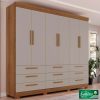 Guarda roupa 6 Portas e 9 Gavetas C/pés Dinamarca Cinamomo com Off White #rf