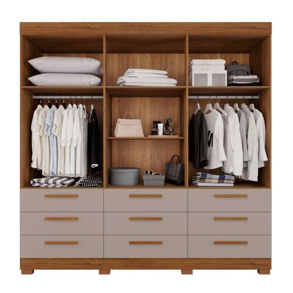 Alternative view of Guarda roupa 6 Portas e 9 Gavetas C/pés com Espelho Dinamarca Plus Cinamomo com Off White #rf