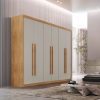 Guarda-roupa 6 Portas 2 Gavetas Hawaii  100% MDF - Nature com Off White