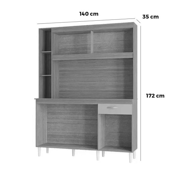 Alternative view of Armário de Cozinha 5 Portas 1 Gaveta Duda 140cm Damasco com Off white 3D Ripado Poquema