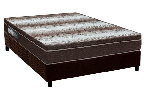 Box Casal Sued Marrom Nosso Sonho + Colchão Casal Ortopédico Light 138x188x62 - Ortobom #edelis