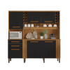 Armário Cozinha Catar 6 Portas 2 Gavetas Larg. 2.00m Cinamomo com Preto- Sallêto #edelis