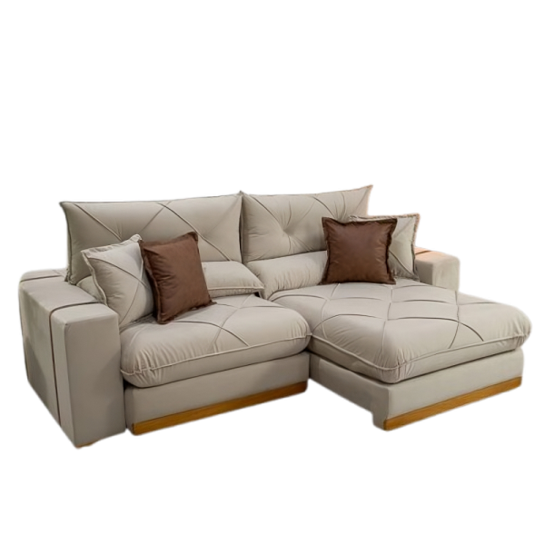 Sofá Retrátil Reclinável Gran Bello 2.50m Veludo Bege Claro - Molas Ensacadas Pocket