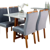 Mesa de Jantar Pedro Mel Vidro Off 90×90 4 Cadeiras Lisboa Veludo Cinza 507 Madeira Maciça #edelis