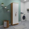 Armário Multiuso 2 Portas com Chave Bordo Ronipa - Amendoa com Branco